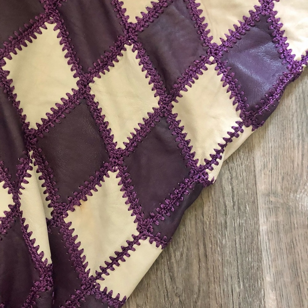 Vintage Patchwork Leather Batwing Top - image 4